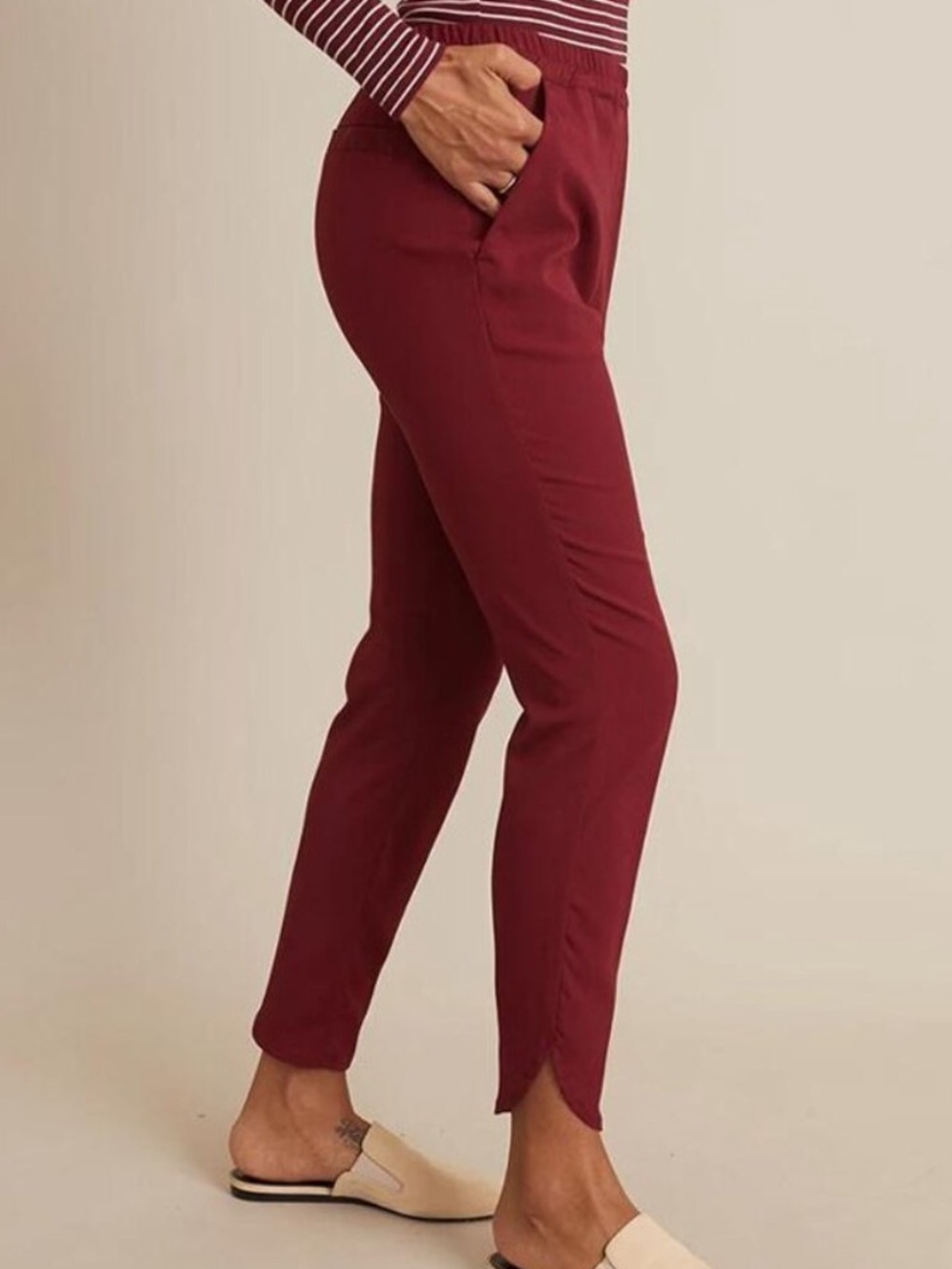 Marine Layer Women's Maroon Allison Jogger Pants with Elastic Waist Size XL